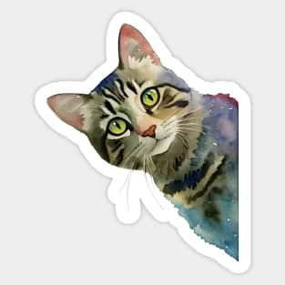 Watercolor Tabby Cat Cute Kitten Sticker